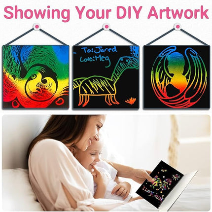 ZMLM Scratch Paper Art-Crafts Gift: 2 Pack Rainbow Notebooks Supplies Toys Easter Basket Stuffers for 3 4 5 6 7 8 9 10 Years Old Girls and Boys Kids Valentine's Day Birthday Party Games (Yellow)