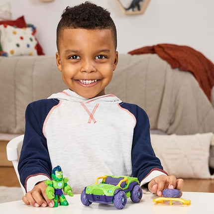 IRON MAN AND HIS AWESOME FRIENDS Marvel Iron Hulk Iron Racer Action Figure & Toy Vehicle, 3-Inch Super Hero Toys for Kids, Ages 3+