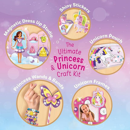 Imagimake Unicorn Craft Kit | 20+ Mess Free Activities | Bracelet Making Kit, Magnetic Board Princess Dress Up, Unicorn Stickers and More | 5,6,7,8 Year Old Girl Birthday Gift | Crafts for Girls 8-12
