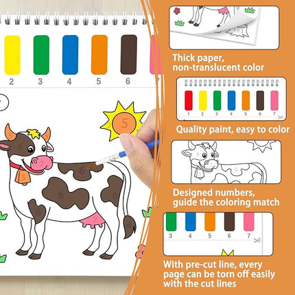 Paint with Water Coloring Books for Toddlers, Farm Theme Mess Free Watercolor Painting Papers for Kids Water Color Paint Kit Art Craft Gift for Ages 1-3, 4-8