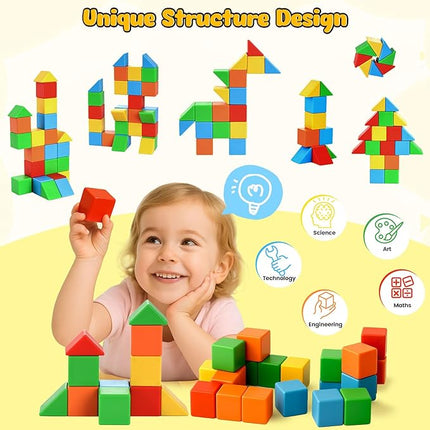 LovesTown 28 PCS Magnetic Blocks for Kids, Magnegtic Building Cubes for Toddler Preschool LearningToys Montessori Educational STEM Toys for Boys Girls