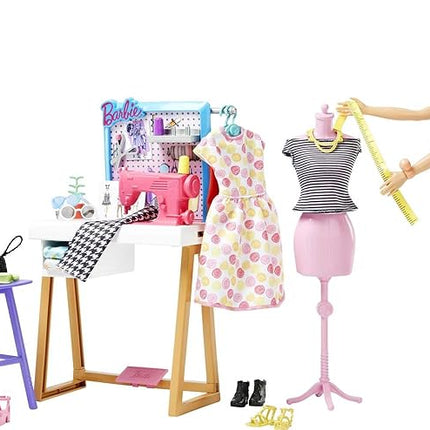 Barbie Fashion Designer Doll & 25+ Accessories, Studio Playset Includes Toy Furniture, Sewing Machine & Mannequin, Blonde Doll