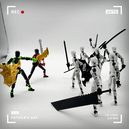 3D Printed 5.54-inch Multi-Jointed Action Figures Dummy13, Full Body Mechanical Movable Toy, Multiple Accessories, Hand Painted Figure, Desk Decoration, Creative Gifts (Z-Set5)