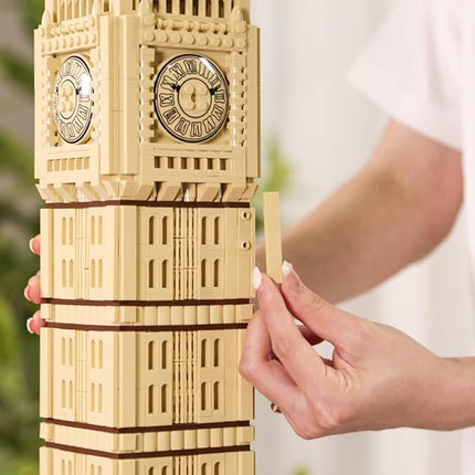 Toy Building Block Set, London Big Ben Elizabeth Tower Building Blocks Regular Size Brick World Famous Architecture Christmas Birthday Gift for Adults Children Kids Boys Girls 8+ 1666 PCS
