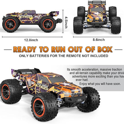 HAIBOXING Brushless RC Car 16890A 1/16 Scale 4X4 Fast Remote Control Truck 48 KM/H Top Speed, Hobby RC Cars for Adults and Boys All Terrain Off-Road Truck with Spare Paddle Tires for Sand Land