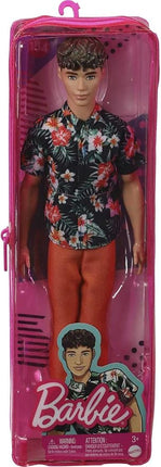 Barbie Fashionistas Ken Doll #184 with Brown Cropped Hair Wearing Hawaiian Shirt, Orange Pants & White Deck Shoes