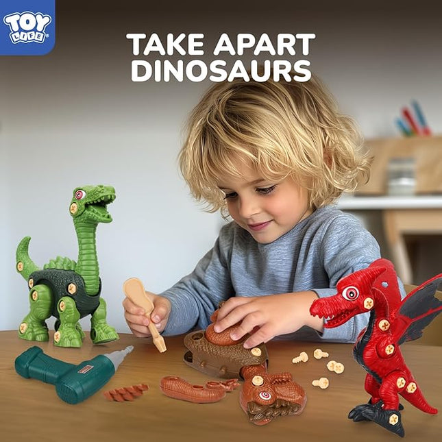 TOY Life 3-Pack Take Apart Dinosaur Toys for Kids 3 5 7 Kid Dinosaur Toy with Electric Drill Birthday Gifts Take Apart Toy for Boys Building Toys for Kids Ages 4-8 Stem Toys Tool Set