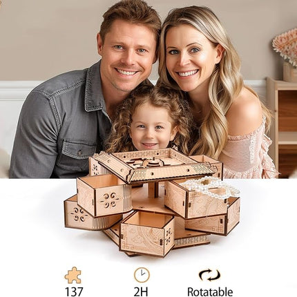 3D Wooden Puzzle Mechanical Treasure Box of Dragon, DIY Model Kits and 3D Puzzles for Adults, Unique Wooden Puzzle for Adults, Hobbies Projects Adult Building Sets Gift for Women and Kids