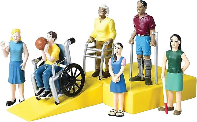 Creative Minds Marvel Education Diverse Abilities Toy Figure Set for Kids Ages 3+, Set of 6 Inclusive Toy Figurines with Wheelchairs, Canes, and More, Multicolor