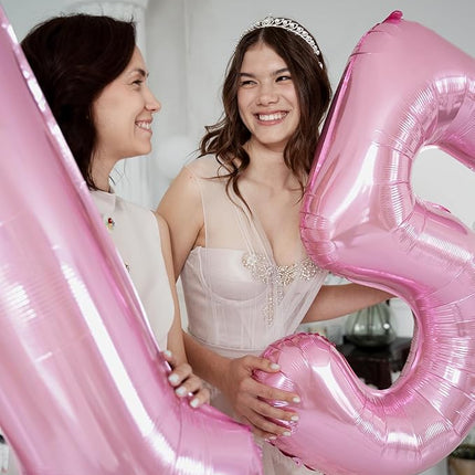 Smlpuame Pastel Pink 5 Balloons, 40 Inch Large Light Pink Foil Number Balloons 0-10, Self-Sealing 5th Birthday Balloon for Girls Women Anniversary Baby Shower Princess Party Decorations Supplies