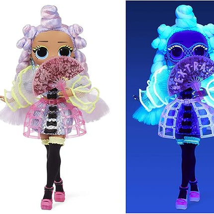 L.O.L. Surprise! OMG Dance Miss Royale Fashion Doll with 15 Surprises Including Magic Black Light, Shoes, Hair Brush, Doll Stand and TV Package - Great Gift for Girls Ages 4+