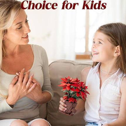 3D Flower Wooden Puzzles for Adults-Poinsettia, DIY Wooden Flowers Model Kit Building Set Crafts for Adults to Build, Botanical Collection/Ideal Creative Gift Ideas/Housewarming (153PCS)