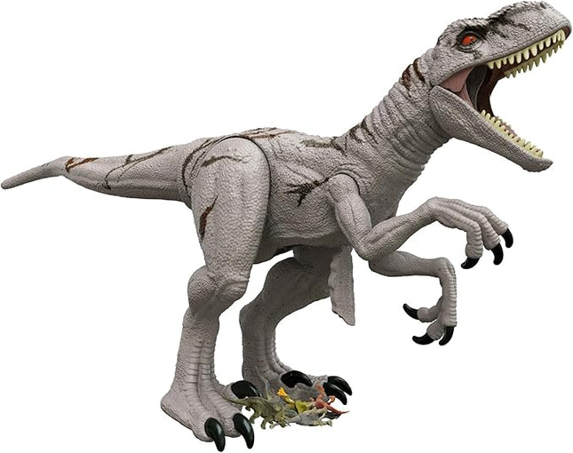 Mattel Jurassic World Super Colossal Atrociraptor Action Figure, 3-foot Long Dinosaur Toy with Eating Feature