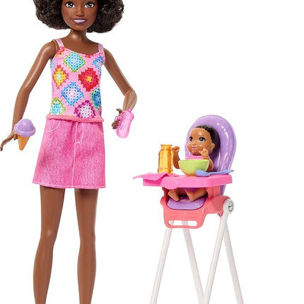 Barbie Skipper Babysitters, Inc. Playset with Brunette Doll, Brunette Toddler Doll, High Chair & 8 Accessories Including Food 2