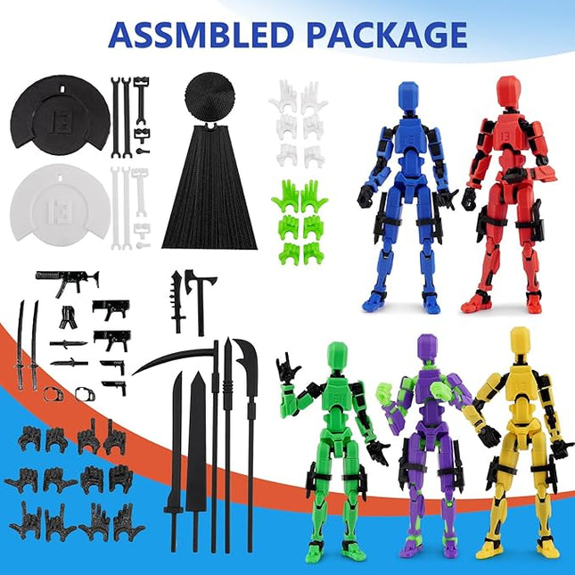 (Assembly Completed) 9 Pack T13 Action Figure Set with Display Stand Holder Base, Titan13 Action Figure Accessories 3D Printed Toy, Multi-Jointed Movable Lucky 13 Nova13 Dummy13