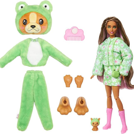 Barbie Cutie Reveal Doll & Accessories with Animal Costume & 10 Surprises Including Color Change, Puppy as Frog in Costume-Themed Series