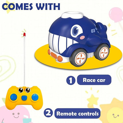 Remote Control Car for Toddlers 1-3, Electric RC Toys with Light & Music, Safe & Durable Cartoon Silicone Crash-Resistant RC Car, Christmas Birthday Gift Ideas for Kid Girls & Boys