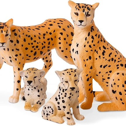 Terra by Battat – 4 Pieces Cheetah Family – 1 – 4-Inch Plastic Cheetah Figurines – Realistic Zoo Safari Animals for Kids – Educational Toy Figures – Inspires Imaginative Play – 3+ Years