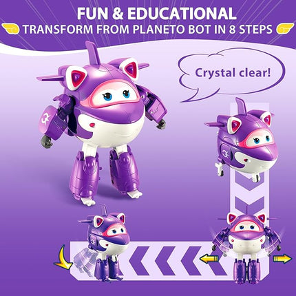 Super Wings Transformable Plane Toys, 5 Crystal Airplane Figures, 2 in 1 Rescue Bots Action Figures for 3-7 Year Olds