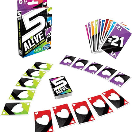 Hasbro Gaming 5 Alive Card Game, Fast-Paced Game for Kids and Families, Easy to Learn, 2 to 6 Players, Fun Summer Activities, Vacation Travel Essentials, Ages 8+