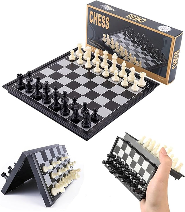 Magnetic Travel Chess Set - 9.5 Inches Small Chess Folding Board Games, Foldable & Portable Gifts Classic 2-Player Strategy Family Games Educational Toys for Teens and Adults