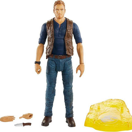 Jurassic World Toys Owen Grady 6-inches Collectible Action Figure with Movie Detail, Movable Joints, Toy Knife Accessory, Extra Hands, Display Stand; for Ages 4 and Up