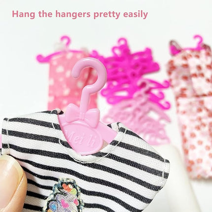 50PCS Doll Hangers for Barbie Hangers for Doll Clothes 1 Pink Lovely Box Storage for 11.5 inch Dolls Girl Gifts Birthday Gifts