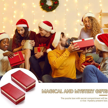 Zhanmai 2 Pack Impossible Puzzle Box Wooden Secret Puzzle Box with Drawer Mini 3D Brain Teaser Christmas Magic Gift for Adults Teens