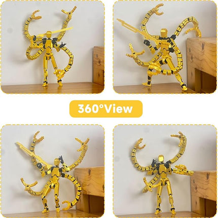 Assembly Completed T13 Action Figure,T13 Action Figure Multi-Jointed Movable,Ultimate Desktop Decor for Lovers t-13 Movability 3D Printed Toys (Yellow, 7.2in)