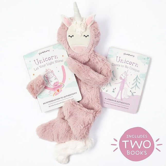 Slumberkins Unicorn Snuggler & 2 Board Books Complete Set Bundle | Promotes Authenticity, Confidence & Healthy Fiendships | Social Emotional Tools for Ages 0+ (Unicorn Snuggler Plush + 2 Board Books)