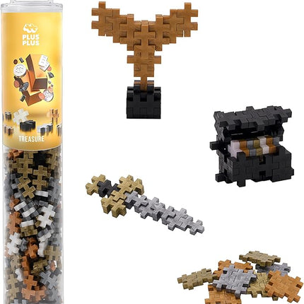 PLUS PLUS 240 Piece Interlocking Building Blocks for Kids, Open Ended Connecting Toys, STEM Bin Classroom Mini Manipulatives - Treasure Mix Play Tube