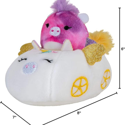 Squishville by Squishmallows Maribel in Plane & Willow in Carriage Two 2” Soft Mini-Squishmallow Butterfly and Tie-dye Pegasus Plush, Plush Carriage and Plane Vehicles Irresistibly Soft Colorful Plush