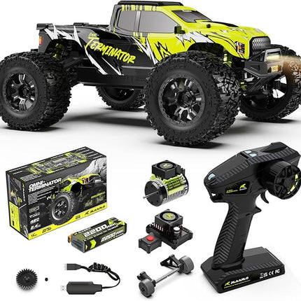 AMORIL 1/10 RTR Brushless Fast RC Cars for Adults,Max 50mph Hobby Electric Off-Road Monster Truck,Waterproof High Speed RC Car 4WD Remote Control Car with 3S Lipo,Green
