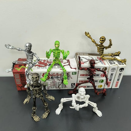 6 Pack T13 Action Figures Set, Skeletons for Halloween, Dummy 13, Titan 13 Skeleton Action Figure, Skeleton Toy 3D Printed Multi-Jointed Movable Skeleton Decor