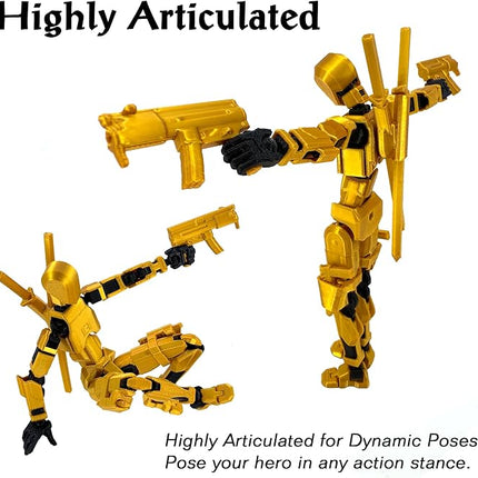Gatling Gun T13 Titan 13 Action Figure Set【Assembled】, Robot Action Figure 3D Printed robo 13 Action Fidget Toys Dummy Figure Articulated, Lucky 13 for Collectors Desktop Decorations (Black)