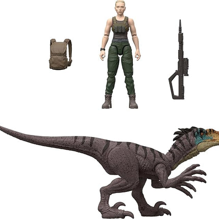 Mattel Jurassic World Rebirth Human & Dinosaur Figure Pack, Zora Bennett & Velociraptor, Movie-Accurate 3.75 Inch Scale, Posable Collectible