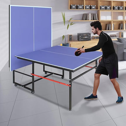 Table Tennis Table 4.5 FT / 6 FT / 8 FT / 9 FT Foldable Portable Ping Pong Table with 2 Table Tennis Paddles 3 Balls and Net for Indoor Outdoor Games