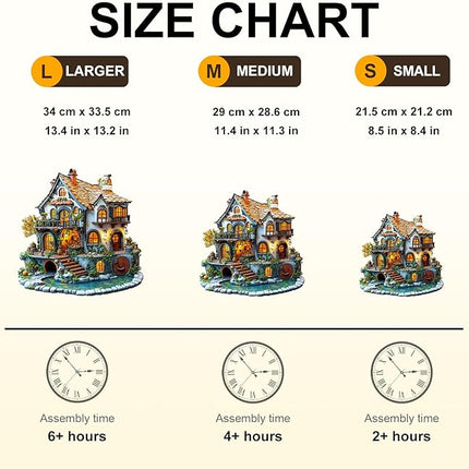 Wooden Puzzles for Adults, Wooden Jigsaw Puzzles for Adults Kids, 3D Glow Cottage Unique Shaped Wood Puzzles Adult, Creative Gifts for Friends Family Game, Home Decor(11.4 * 11.3in 185pcs)