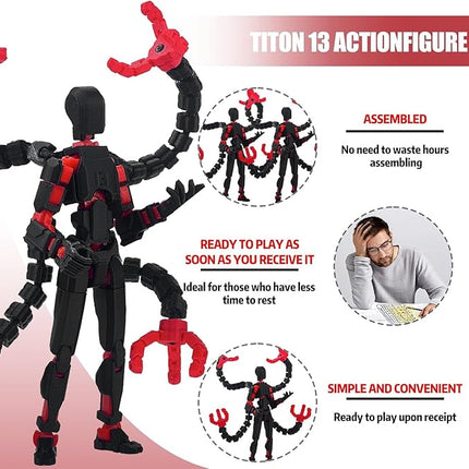 (Assembly Completed) T13 Action Figure Set, 7.2 Inch Dummy 13 3d Printed ActionFigure Toy Gifts for Kids, Robot 13 Action Figure Full Body Mechanical Doll Christmas Birthday Gift for Boys Girls