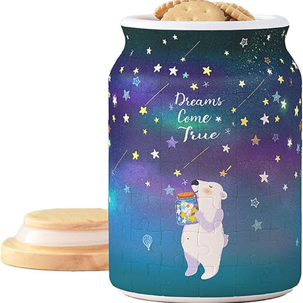 Pintoo 3D Puzzle Jar 128 Plastic Pieces for Adults - Dreams Come True - Airtight Lid Container and Inner Glass Jar for Kitchen Dining Study Living Room No Glue Requied Large [BA1001]