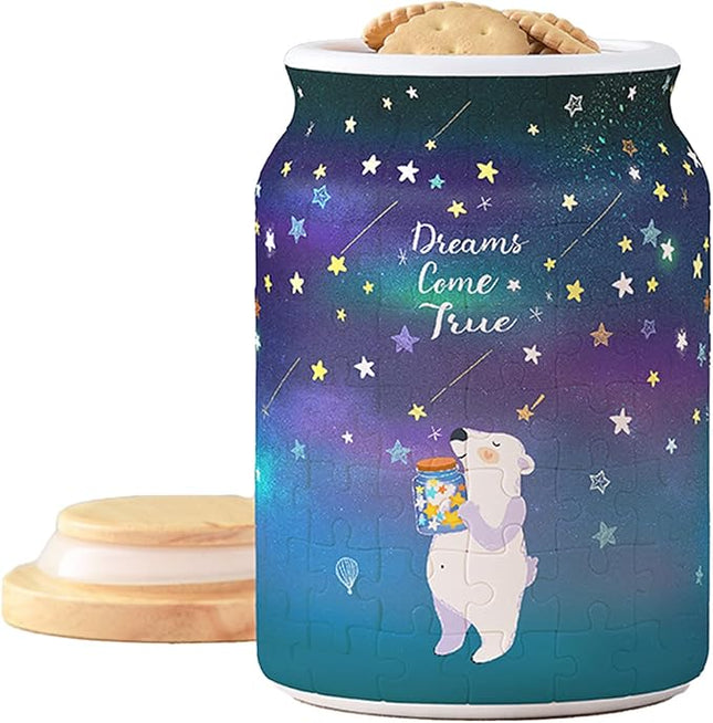 Pintoo 3D Puzzle Jar 128 Plastic Pieces for Adults - Dreams Come True - Airtight Lid Container and Inner Glass Jar for Kitchen Dining Study Living Room No Glue Requied Large [BA1001]