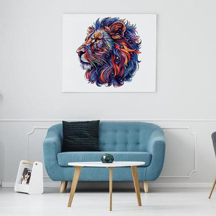 500 Pieces Puzzles for Adults 15.5x16.7in, Lion Wooden Jigsaw Puzzles, Royal,Unique Shape Animal Adult Puzzles,Irregular Wood Creative Gift for Adults and Kids Family Game