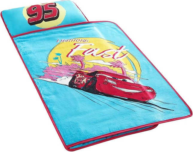 Super Soft Plush Toddler Quilted Nap Mat with Built in Blanket and Pillow