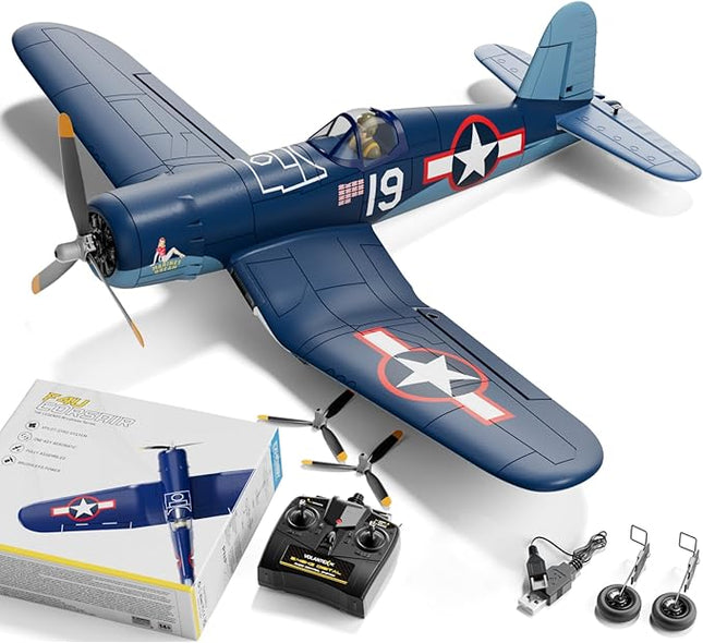 LEAMBE Brushless 4 Channel RC Plane F4U Corsair 500mm Remote Control Airplane Fighter RTF with 6-Axis Gyro, 3 Modes & Aerobatics for Beginners & Adults