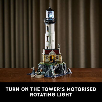 LEGO Ideas Motorized Lighthouse 21335 Adult Model Building Kit, Complete with Rotating Lights, Quaint Cottage and a Mysterious Cave, Creative Gift Idea