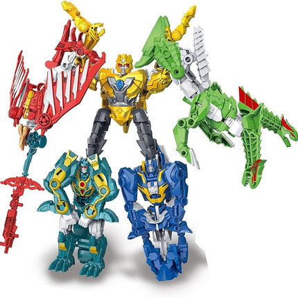 5 in 1 Dinosaur Transforming Robot Toys, Deformation Action Figure Combination Toy for 6-12 Years Old Boys