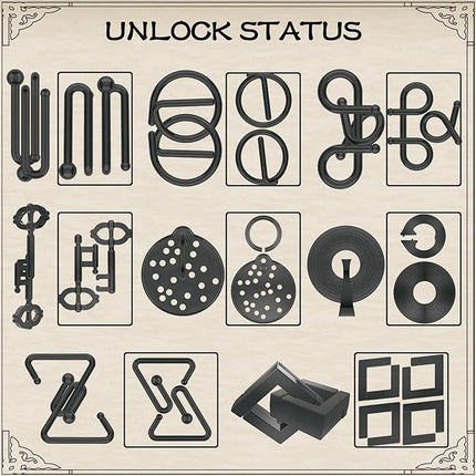 8-Piece 3D Metal Puzzle Box IQ Test Kit with Wooden Case, Brain Challenge for Adults Teens, Gift for Christmas, Valentine's Day, Birthday, Anniversary & Family Party Game