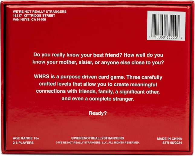 WE'RE NOT REALLY STRANGERS Card Game - 150 Conversation Cards for Adults, Teens, Couples & Strangers - Fun Icebreaker Questions for Game and Date Night - Ages 15+, 2-6 Players - Valentine’s Gift Idea