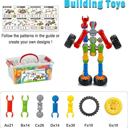 Stem Building Toys for 3 4 5 6 7 8 Year Old Boys Girls Kids,125 Pieces Building Blocks Educational Learning Toys with Large Storage Box,Ideal Christmas Birthday Gifts