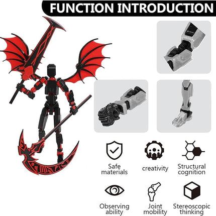 T13 Action Figure Set & Titan 13 Toys 5 Pack（3d Printed Action Figures Assembly Completed）（Multi-Jointed Movable）（Angel Designs Includes Various Accessories）Dummy 13 T 13 Figures Desk Decoration 5.5in